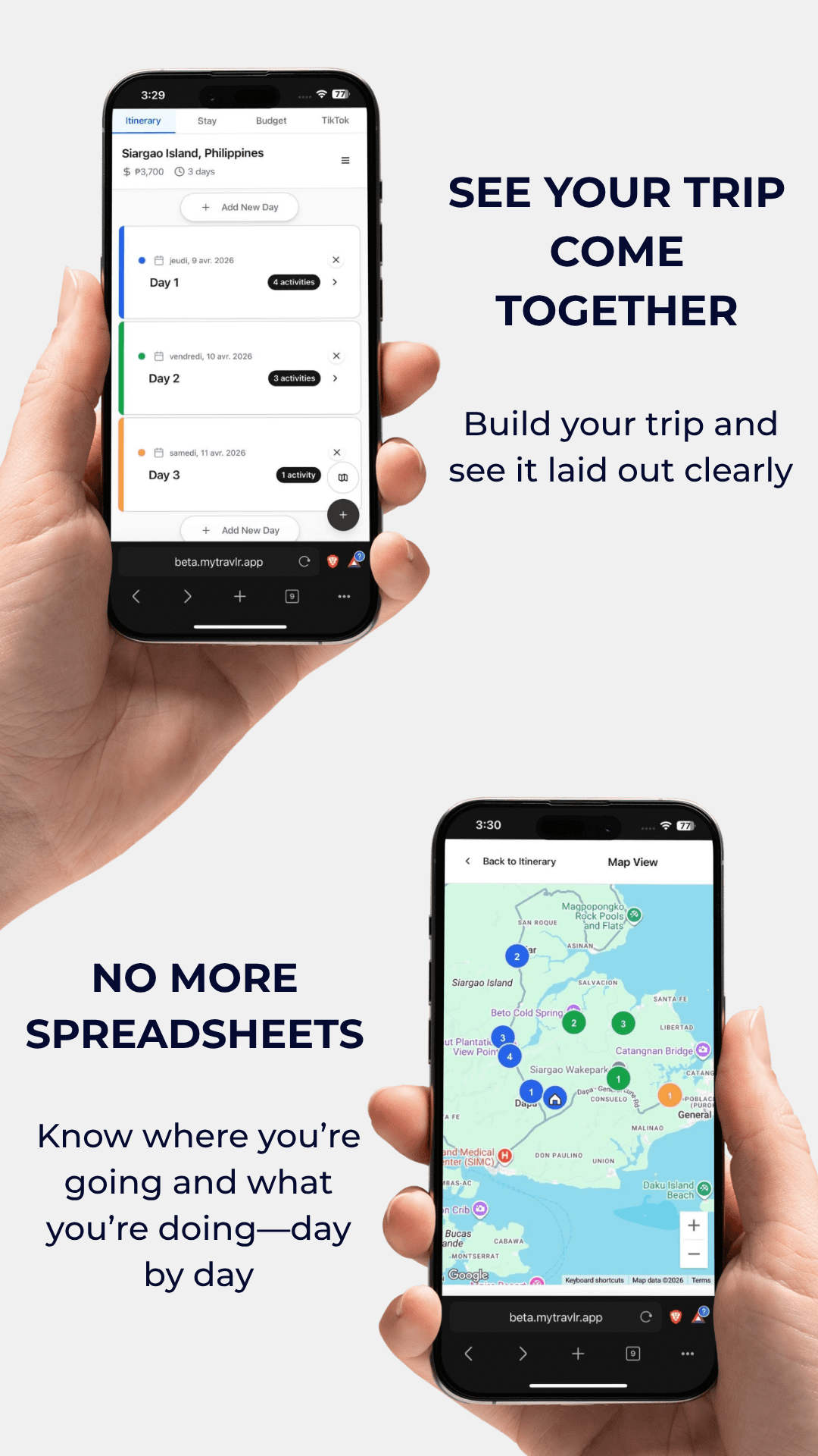 Travlr itinerary and smart suggestions